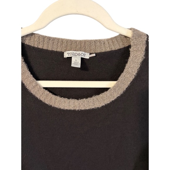 TOAD&CO Boucle Mixed Styles Sweater Dress Black Tan Textured Knit Size L - Picture 3 of 4